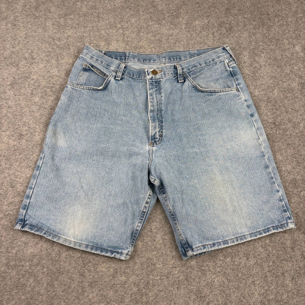 Wrangler Denim Shorts Mens 36 Relaxed Fit Light Wash Utility Workwear Old Money